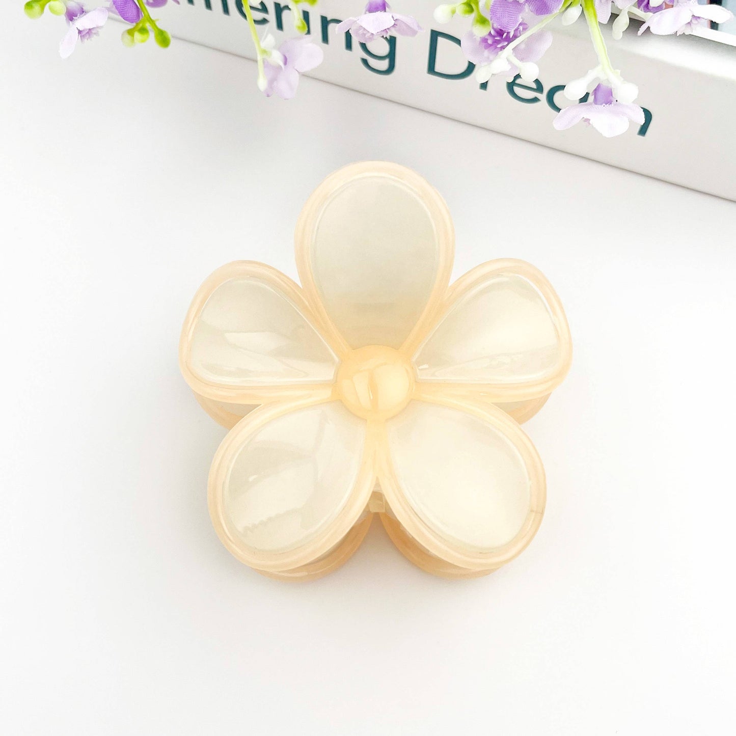 Flower Claw Clip, Orange White