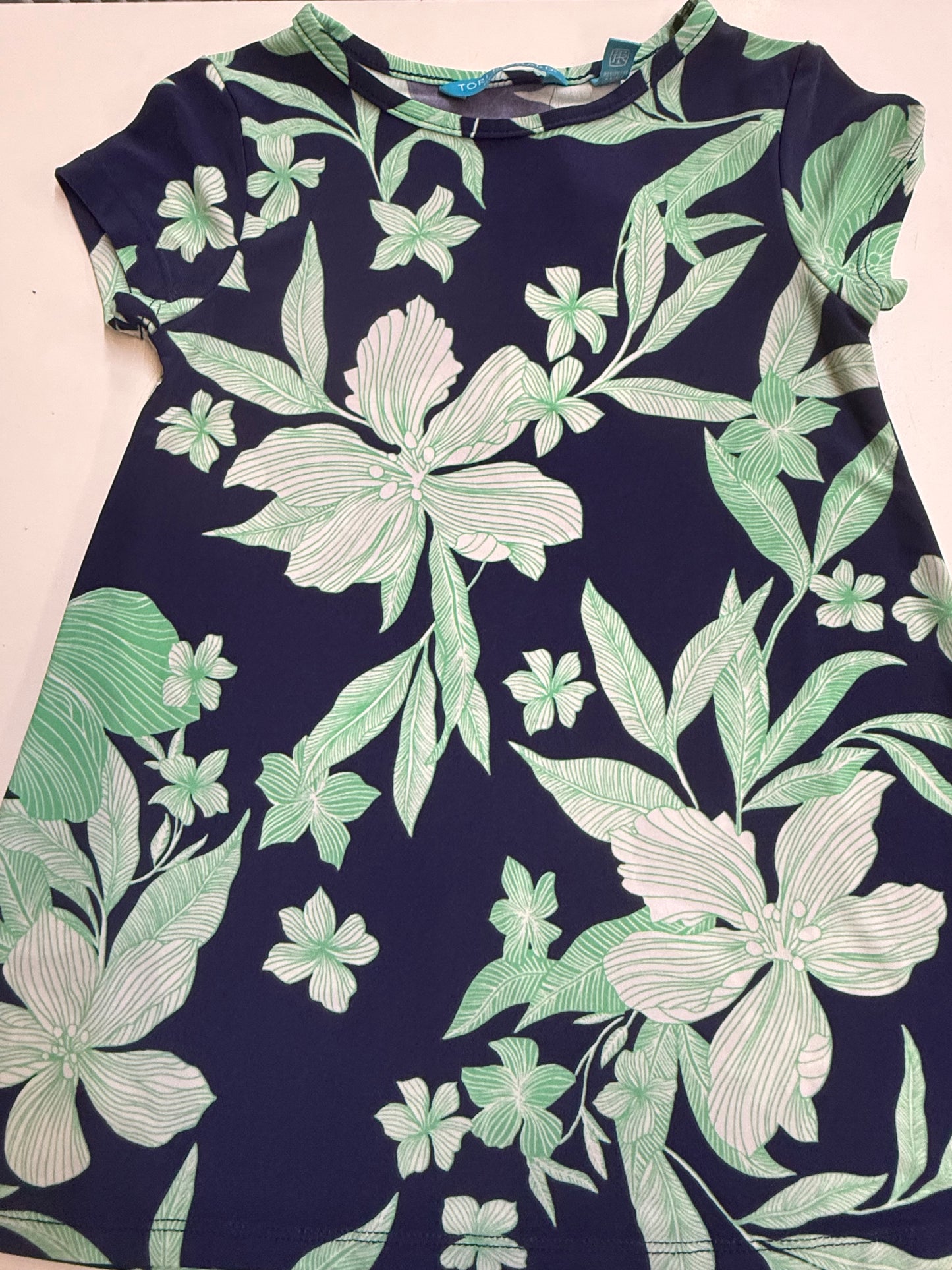 Tori Richard Navy Hibiscus Dress, 2-3T