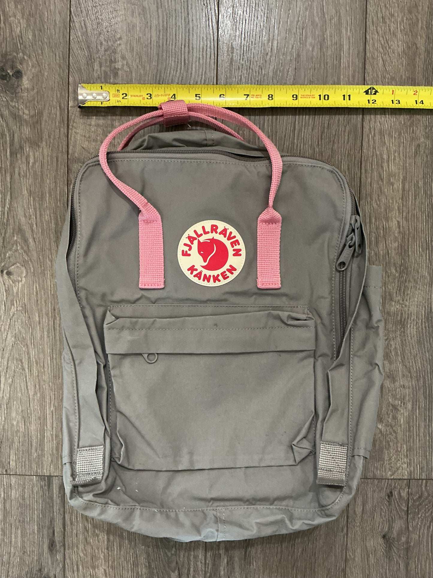Fjallraven Kanken Mini Bag Light Gray With Pink Straps
