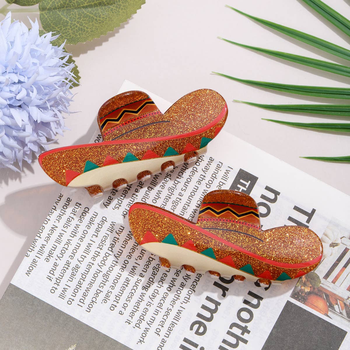 Glitter Sombrero Hair Claw Clip