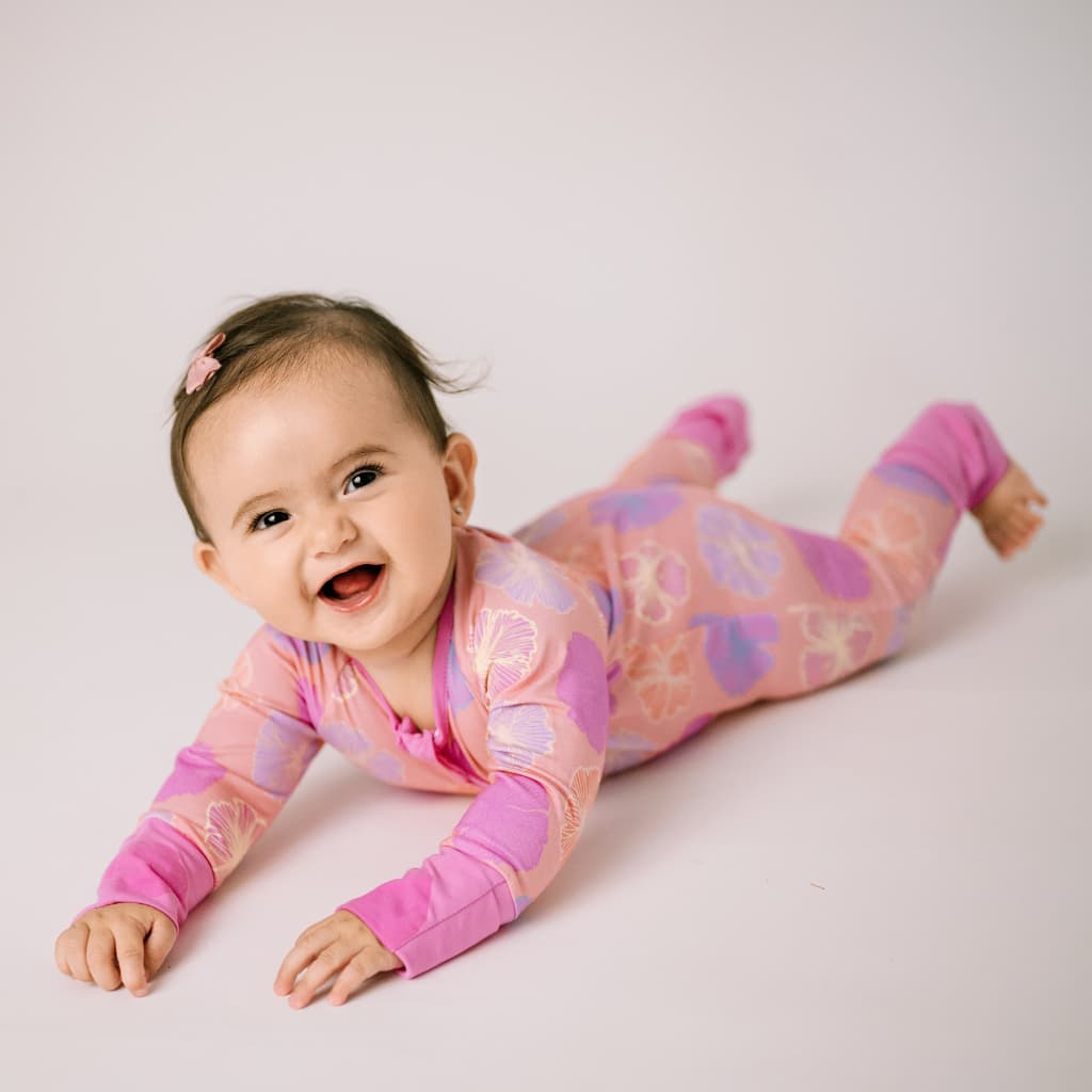 Seaflower Bamboo Coverall: 3-6M