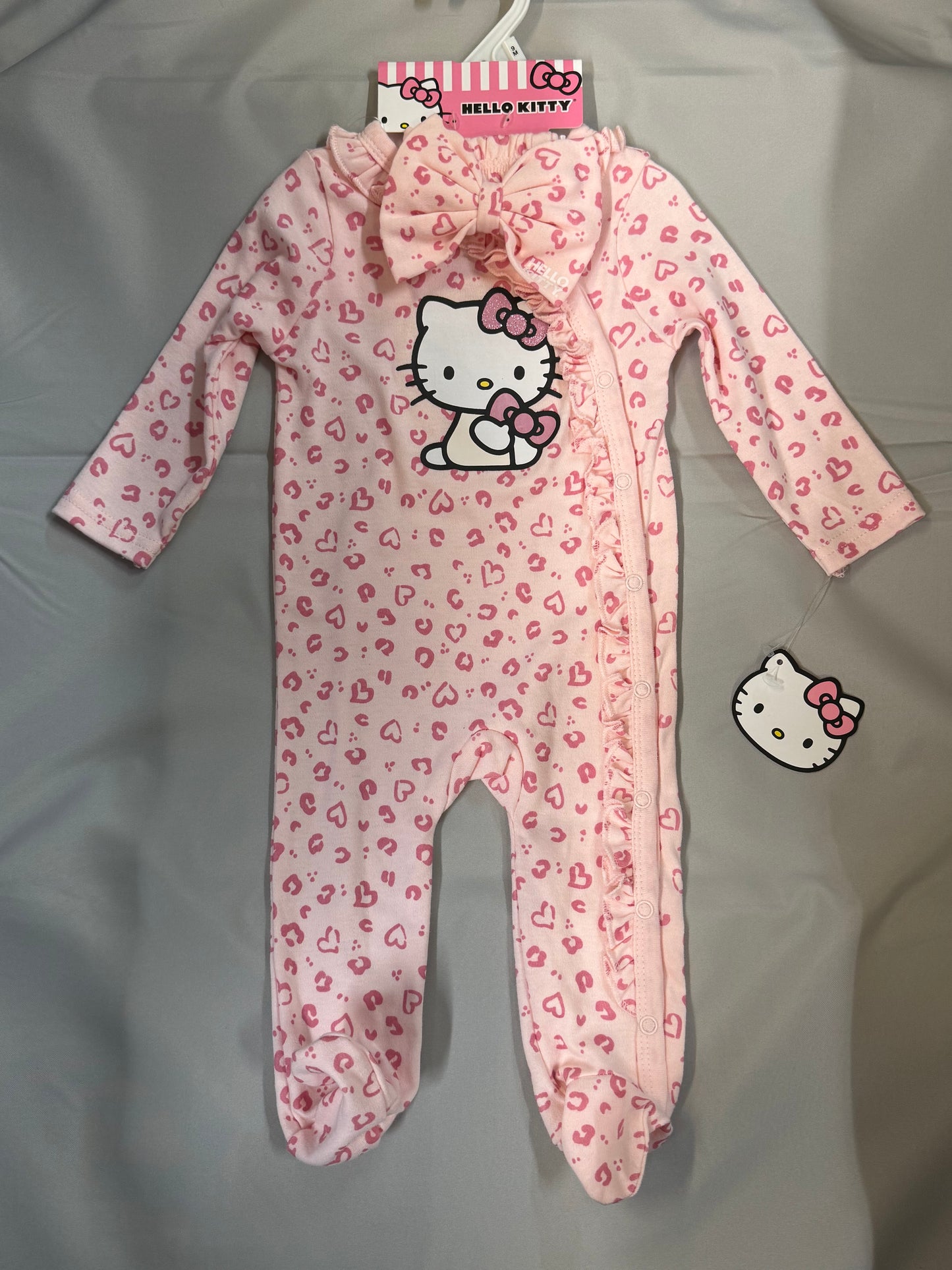 New 2pc Hello Kitty Pink Leopard Coverall, 9m