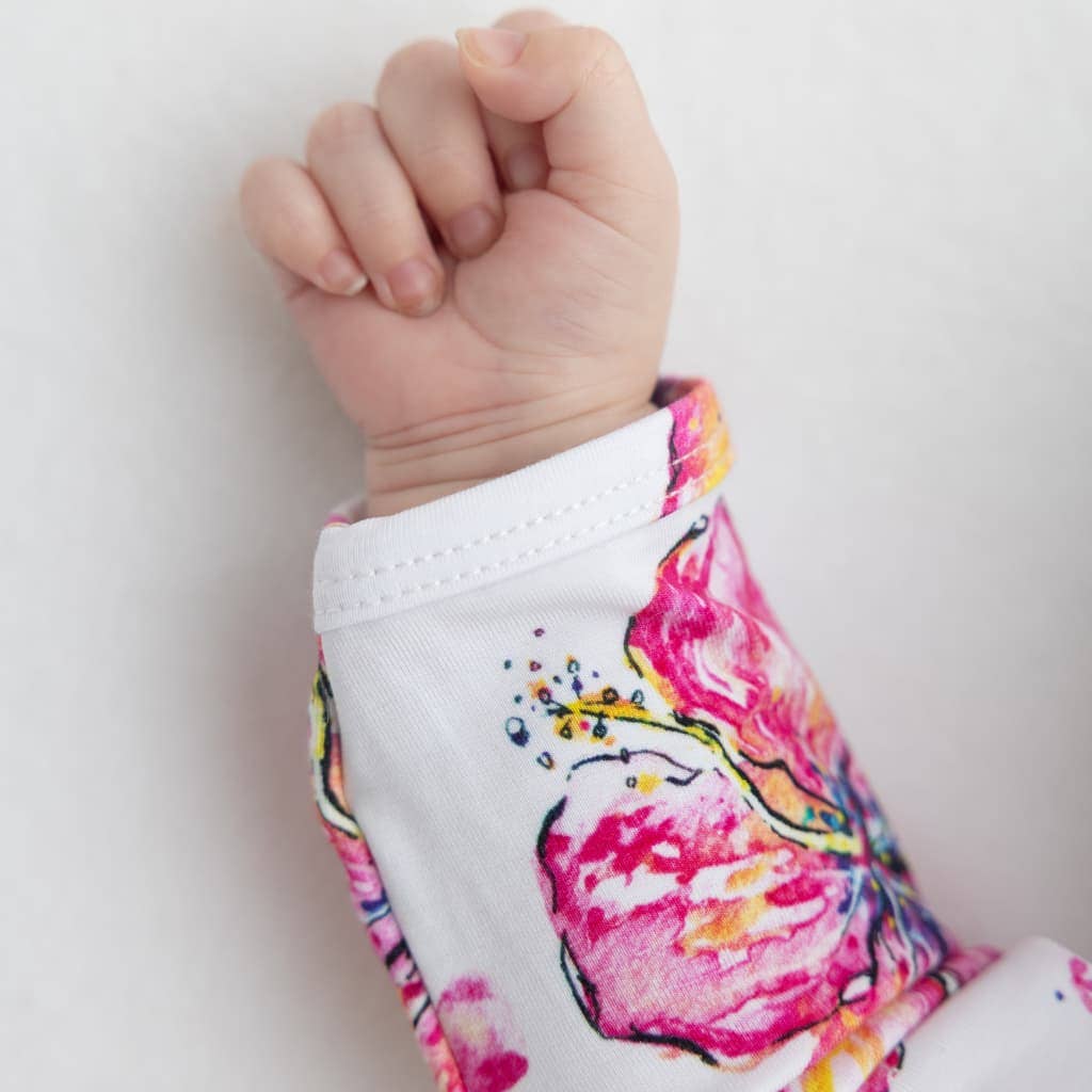 Hibiscus Kiss Bamboo Layette Gown: 0-3M