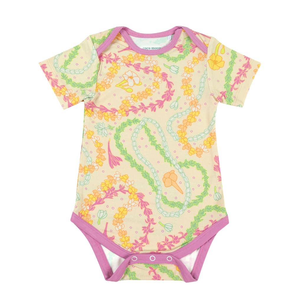 Lei Day in Sand Bamboo Onesie: 0-6M