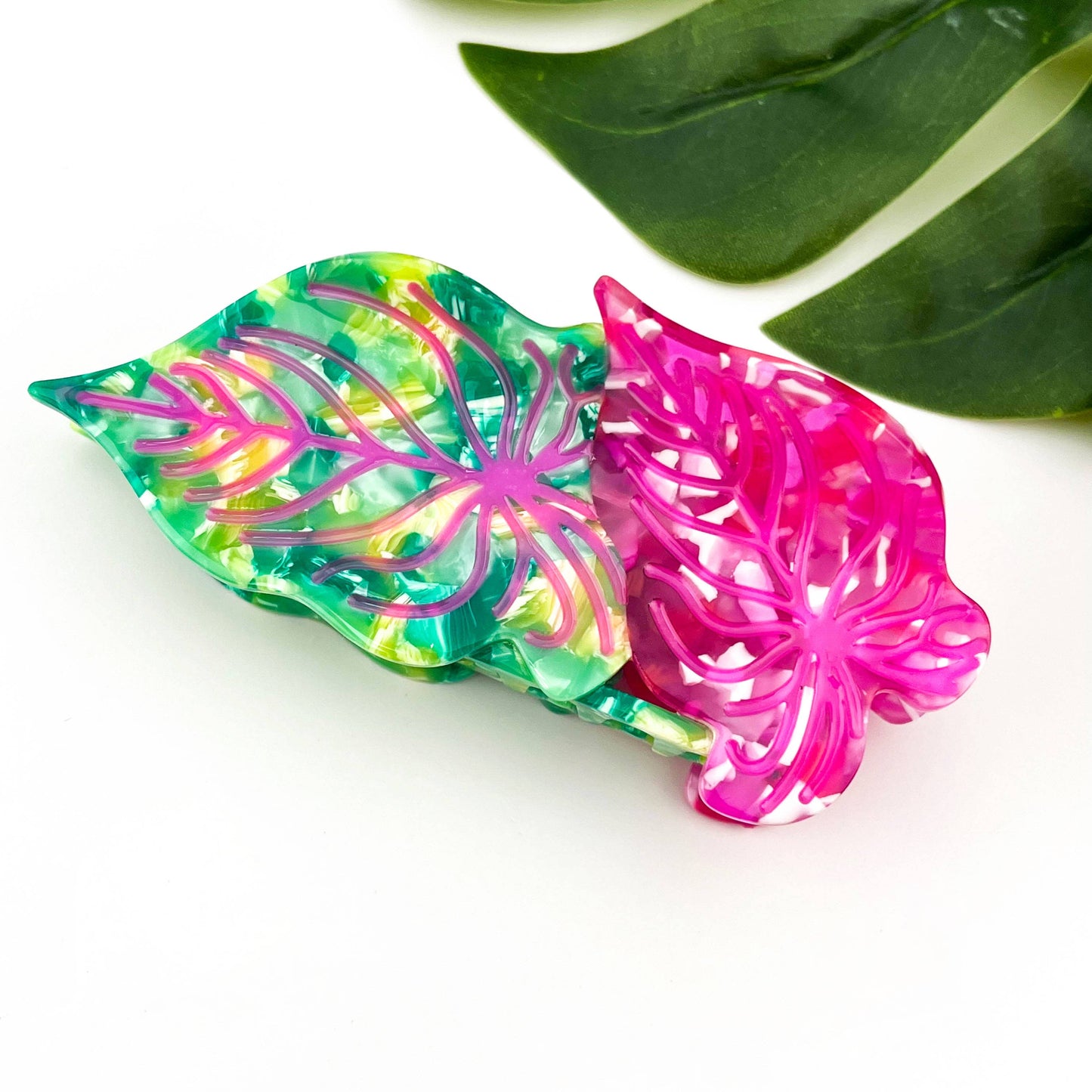 Pink/Green Double Kalo Claw Clip