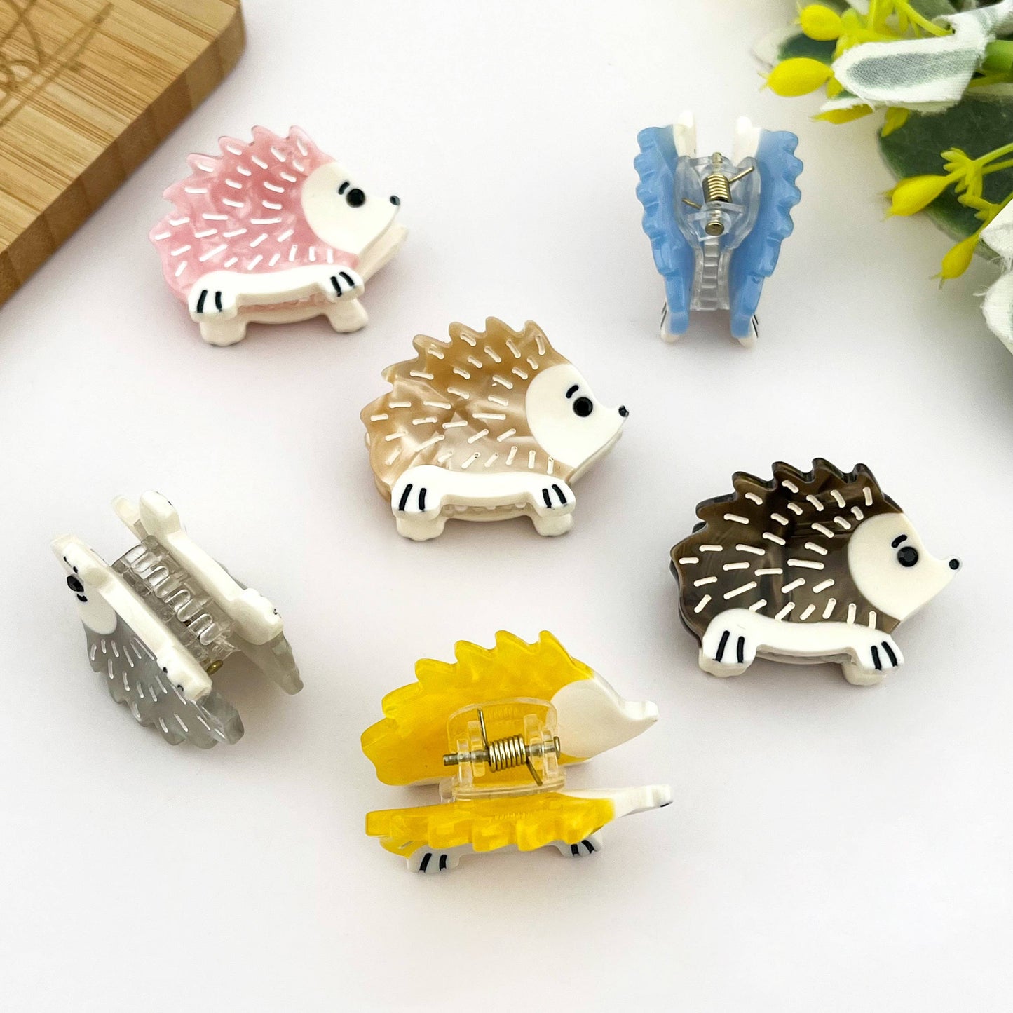 Mini Hedgehog Hair Claw Clip, Animal Hair Clip: Light Gray
