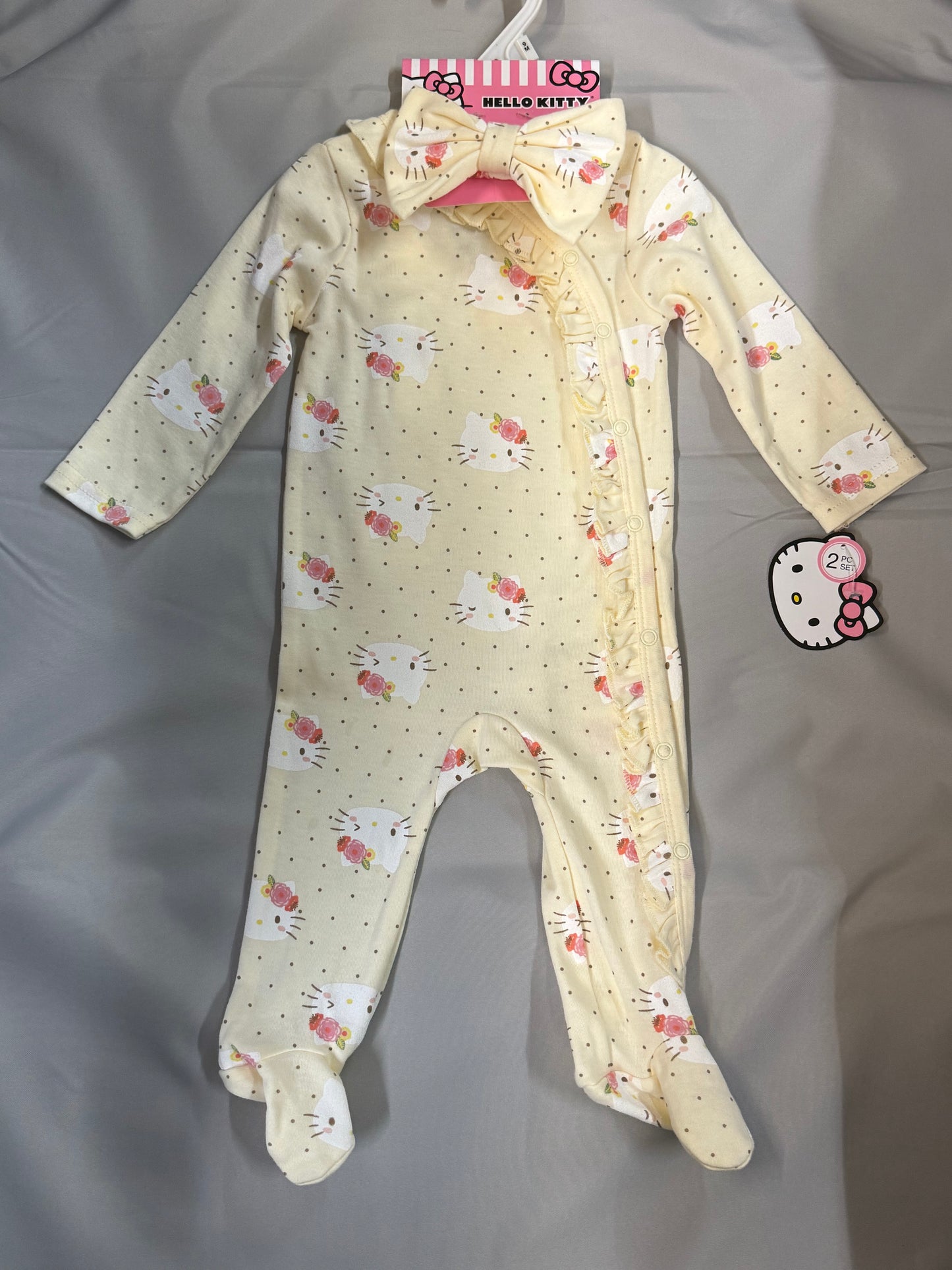 New 2pc Hello Kitty Polka Dots Coverall, 9m