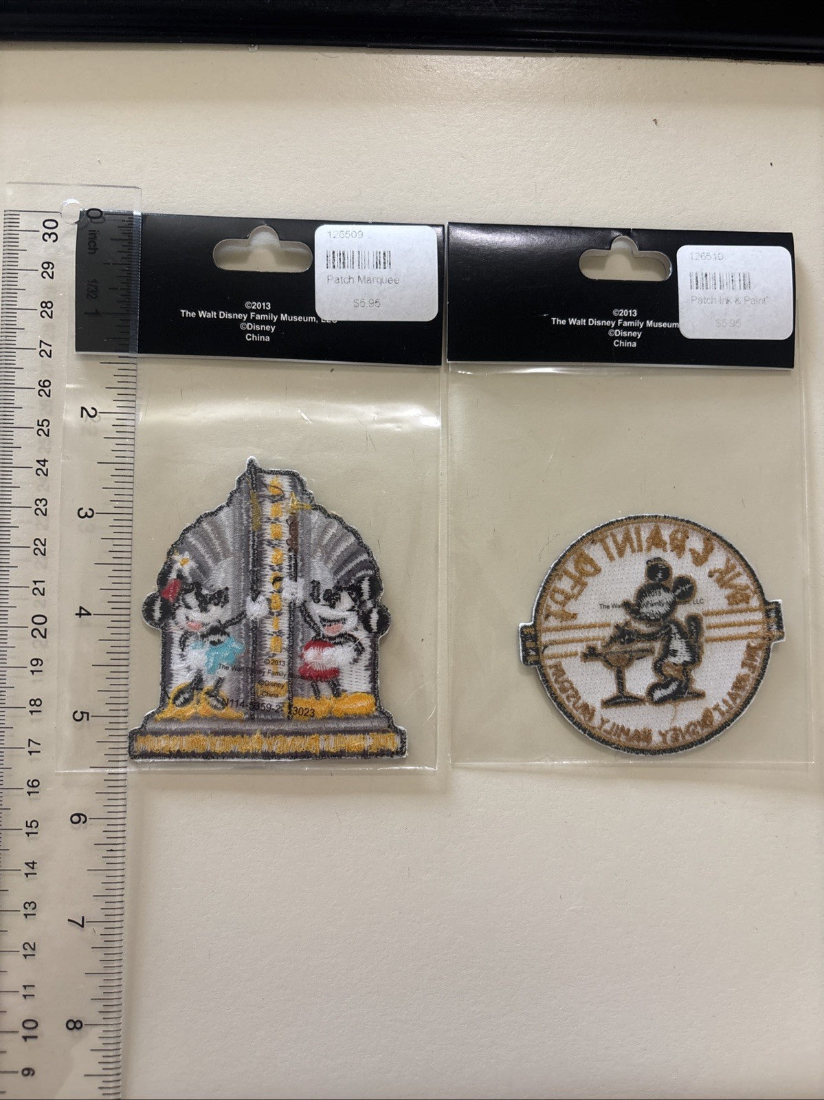 NEW 2 WALT DISNEY FAMILY MUSEUM 2013 PATCH INK & PAINT DEPT MICKEY MINNIE