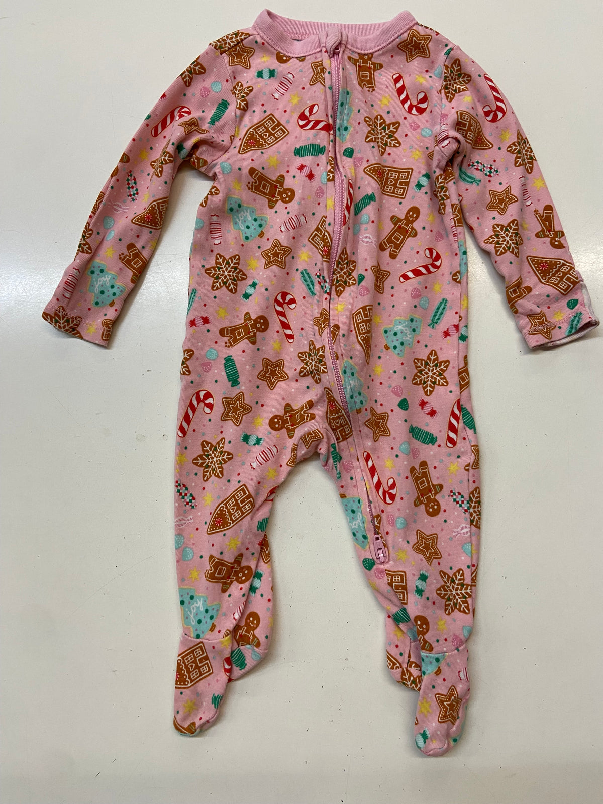 Pink Gingerbread Coverall, 6-9m