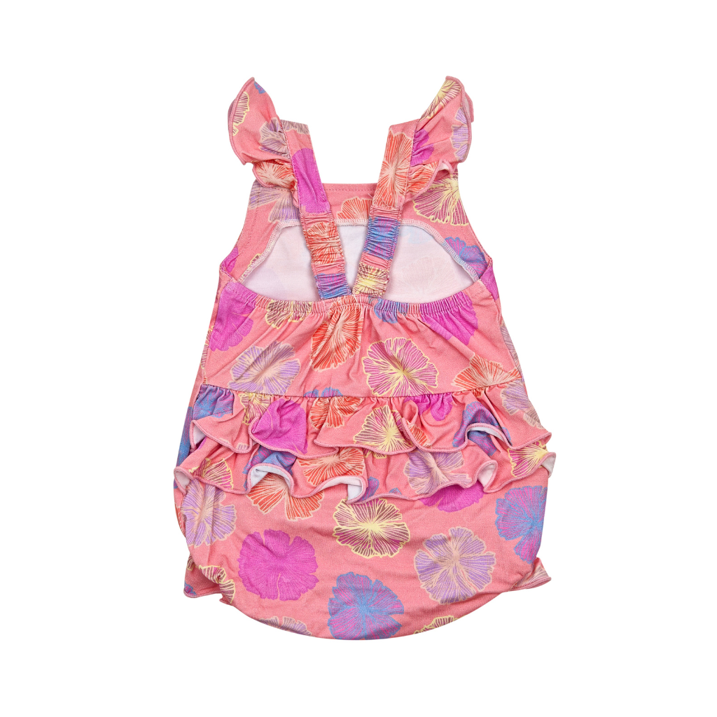 Seaflower Ruffle Bamboo Romper: 6-12M