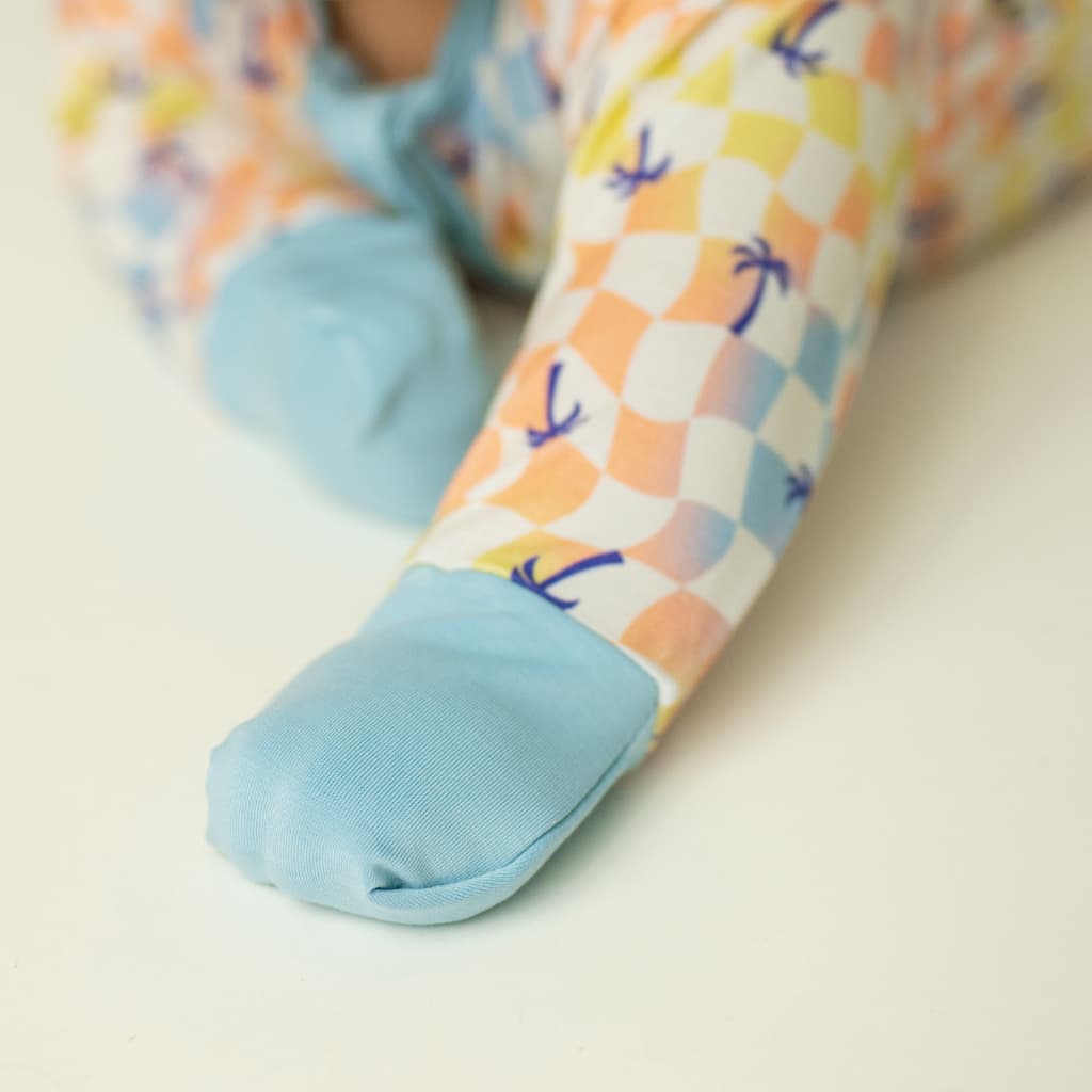 Sunset Checker Bamboo Coverall: 9-12M