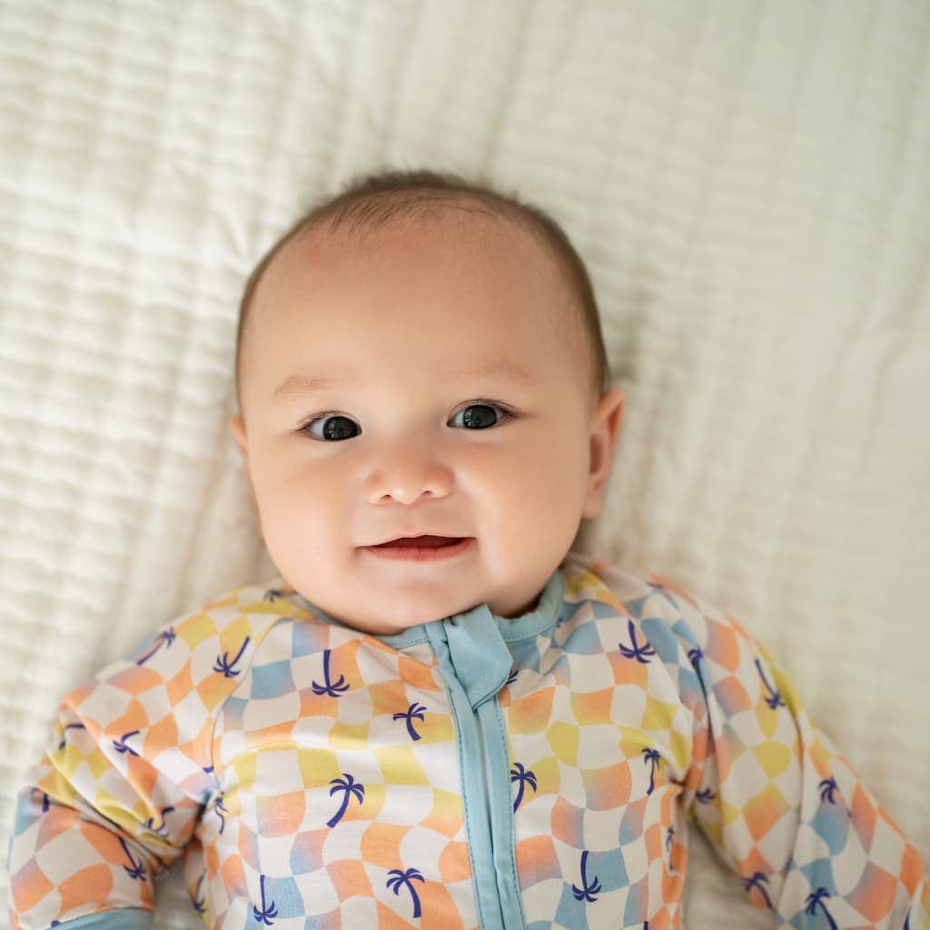 Sunset Checker Bamboo Coverall: 12-18M