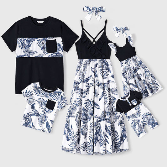 Palm Dress: Blue 3-4T