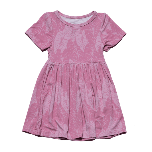 Pink Loʻi Kalo Bamboo Kaliko Dress: 4Y