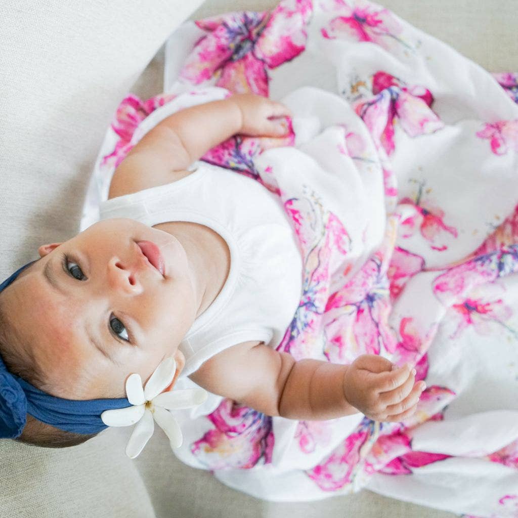 Hibiscus Kiss Muslin Baby Swaddle Blanket