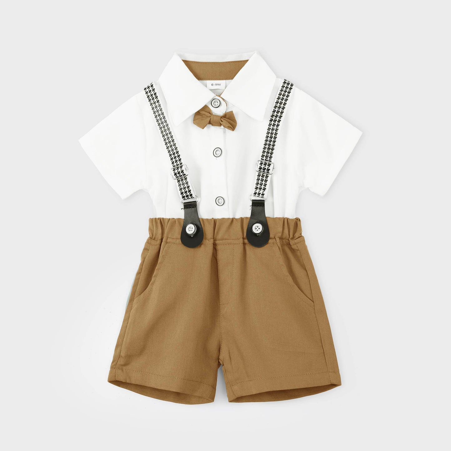 Bow Tie Shirt Shorts Set: Green / 3-4 Years