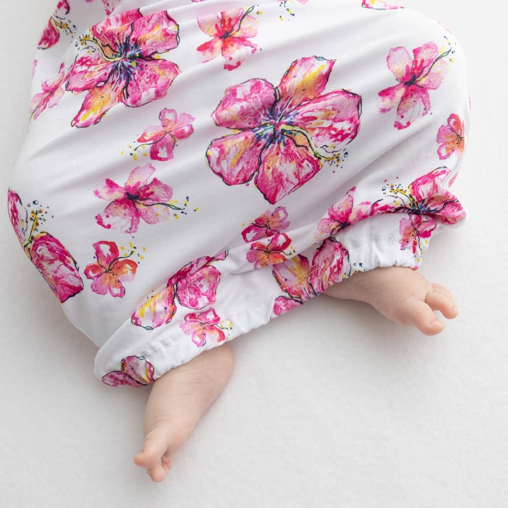 Hibiscus Kiss Bamboo Layette Gown: 0-3M