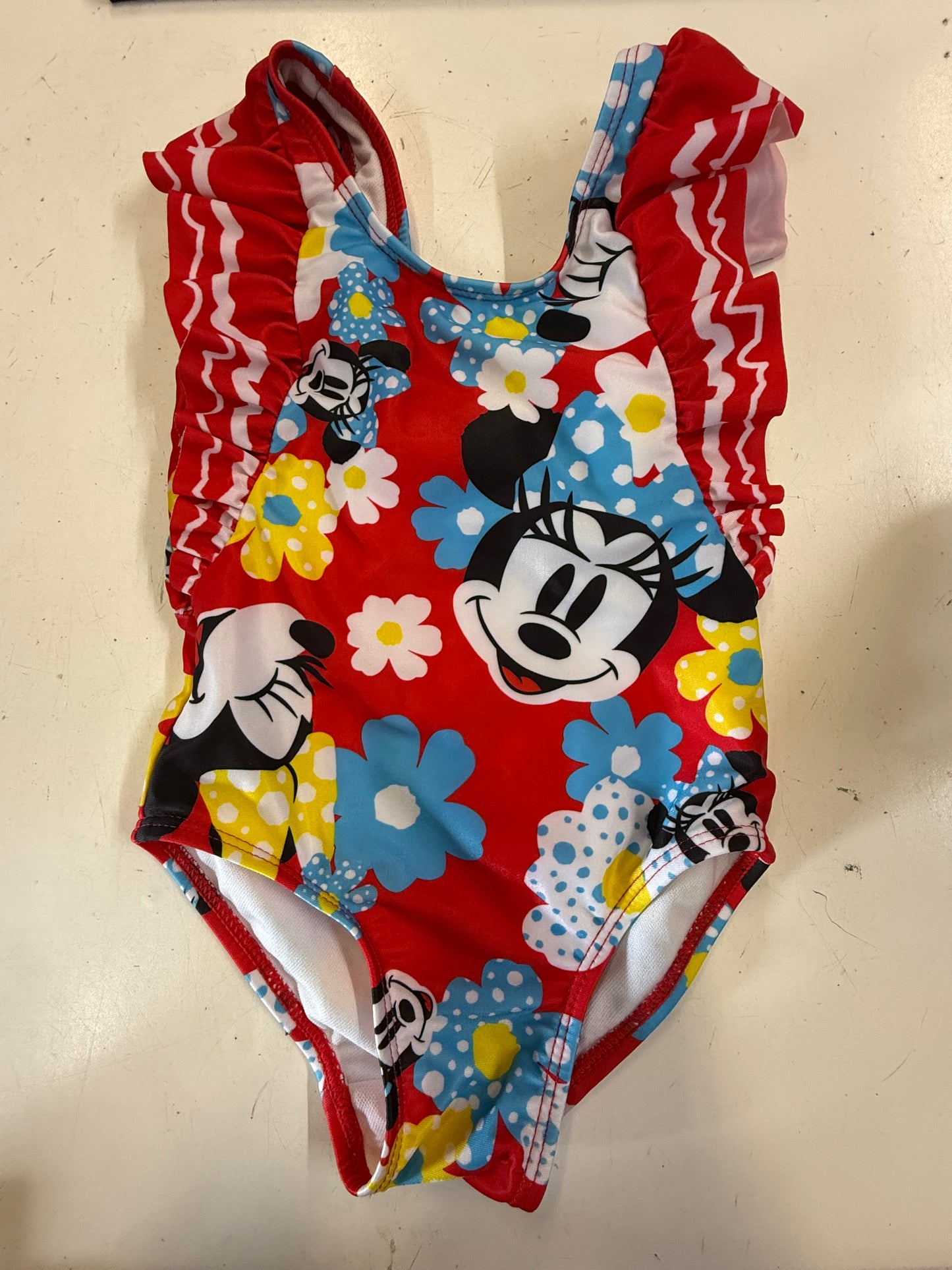 Red Minnie Mouse Swimsuit, 12-18m