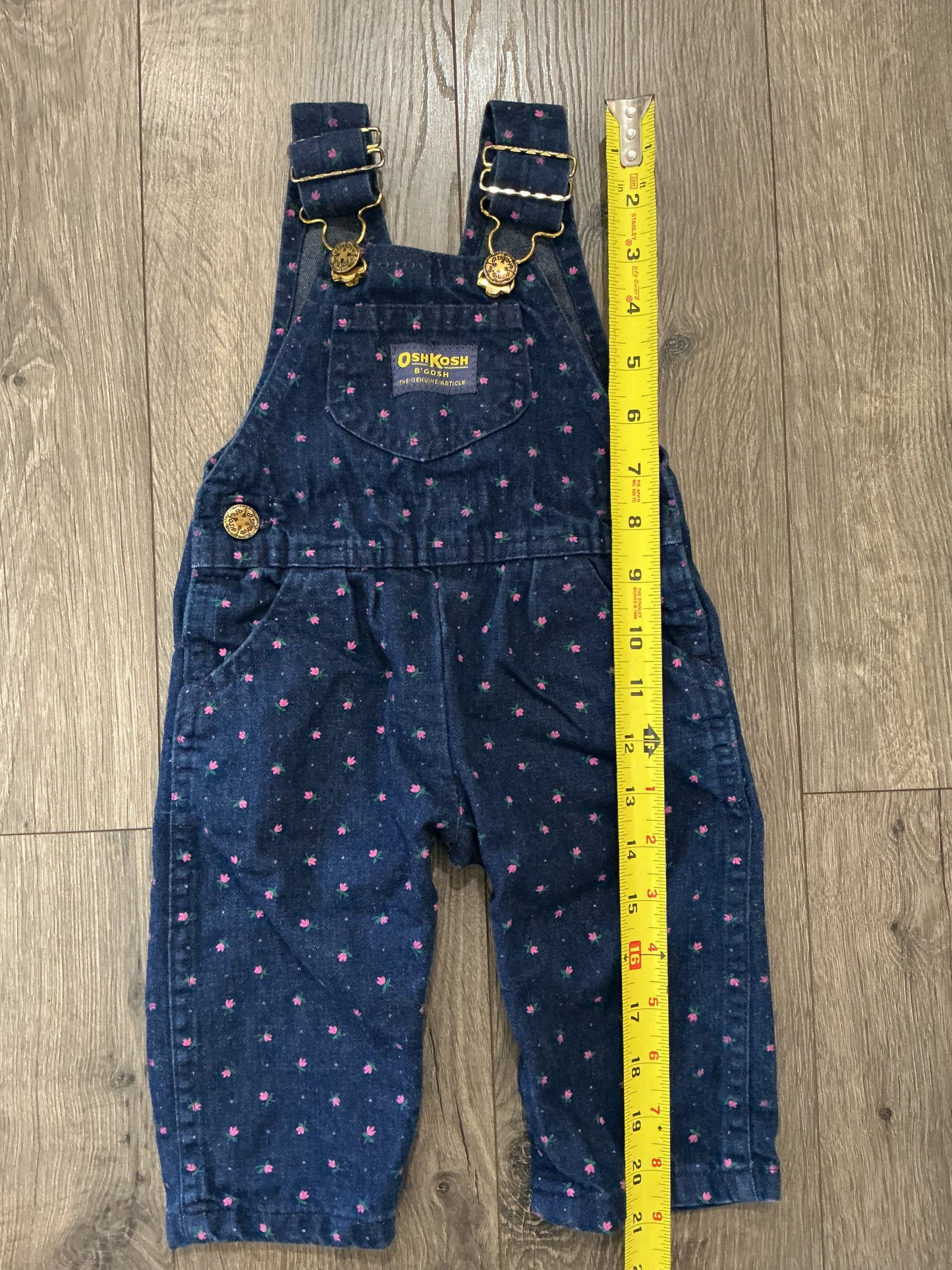 oshkosh b'gosh girls vintage Blue Floral Overalls 6-9 Mo Vestbak