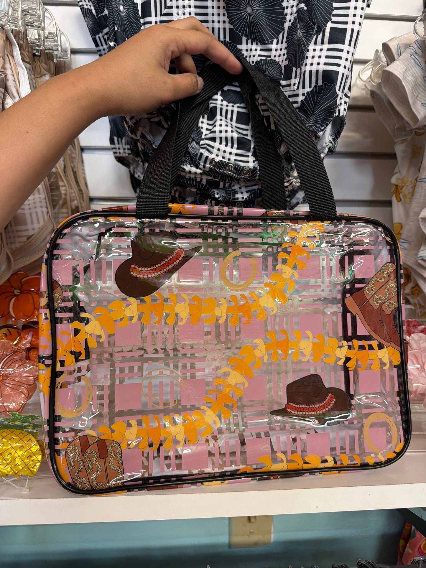 12” Clear Zip Bag, Palaka Paniolo