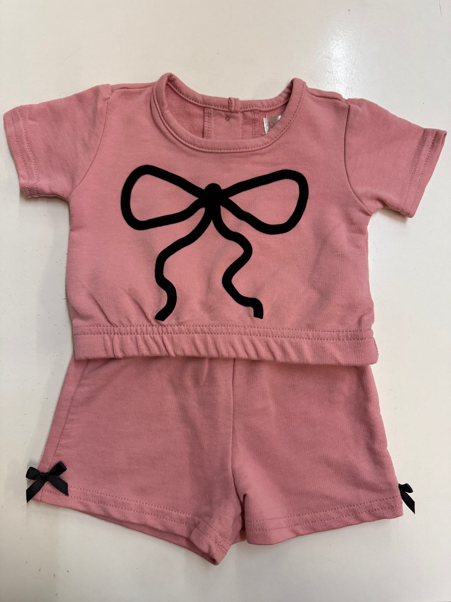 Pink 2pc Bow Outfit, 0-3m