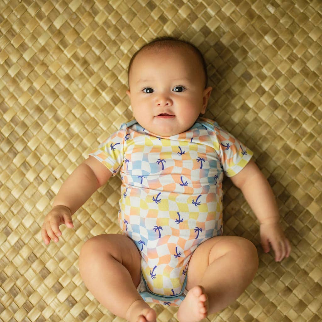 Sunset Checker Bamboo Onesie: 0-6M