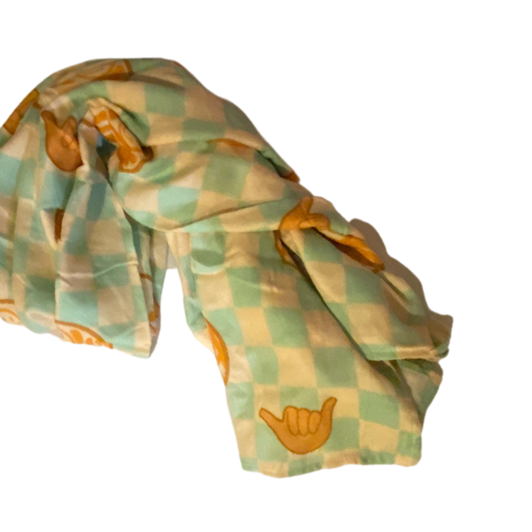 Muslin Swaddle Blanket - Checkered Mint Aloha