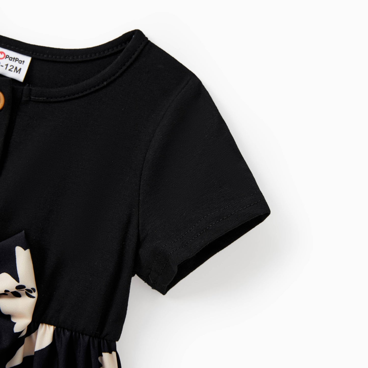 Black Floral Panel Tee: 3-4 Years