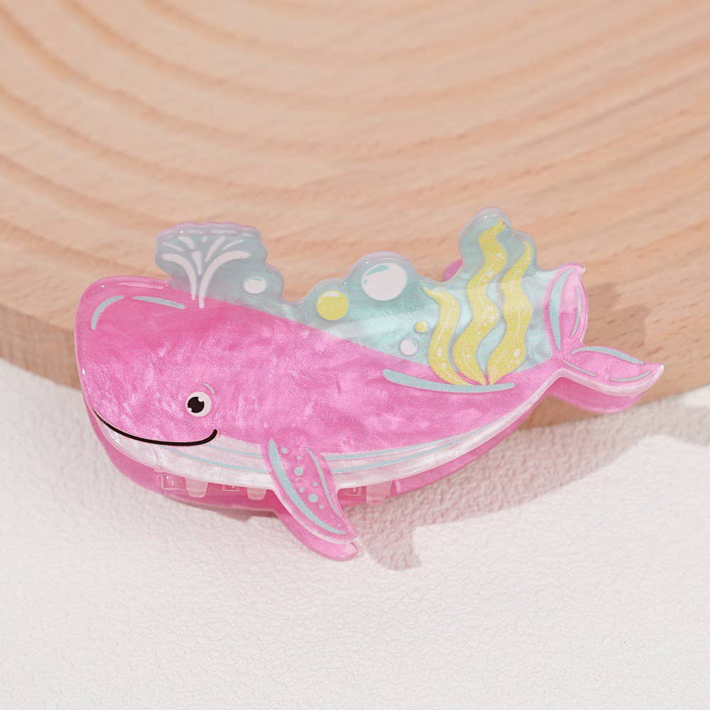 Pink Whale Claw Clip