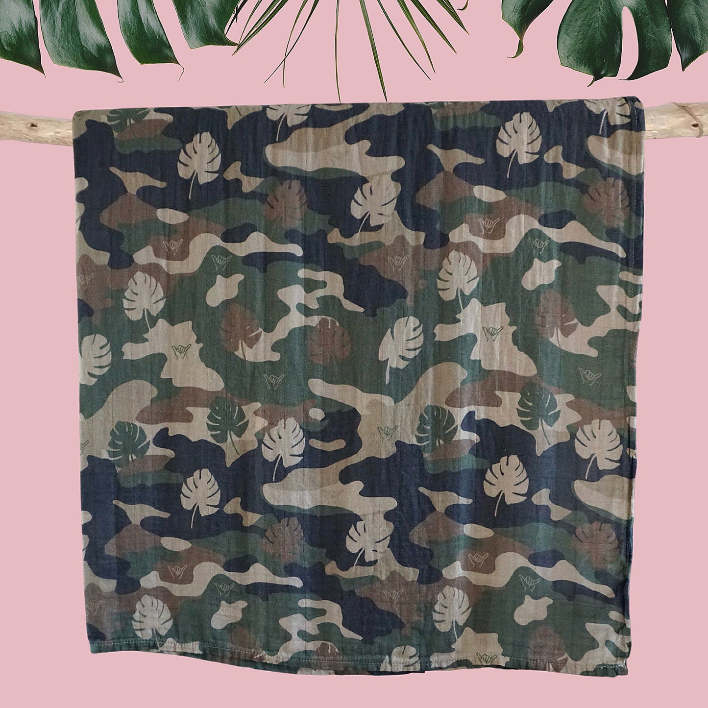 Camo shaka monstera Bamboo Swaddle Blanket