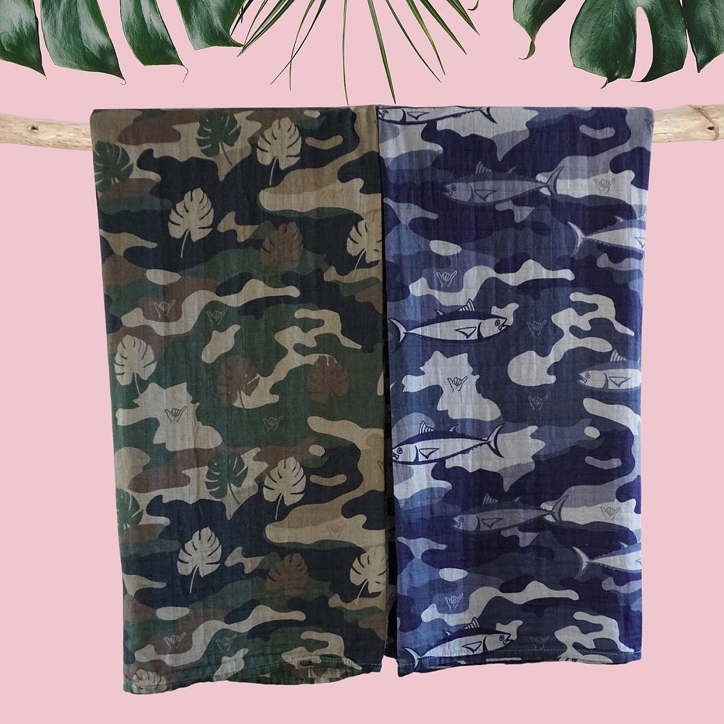 Camo shaka monstera Bamboo Swaddle Blanket