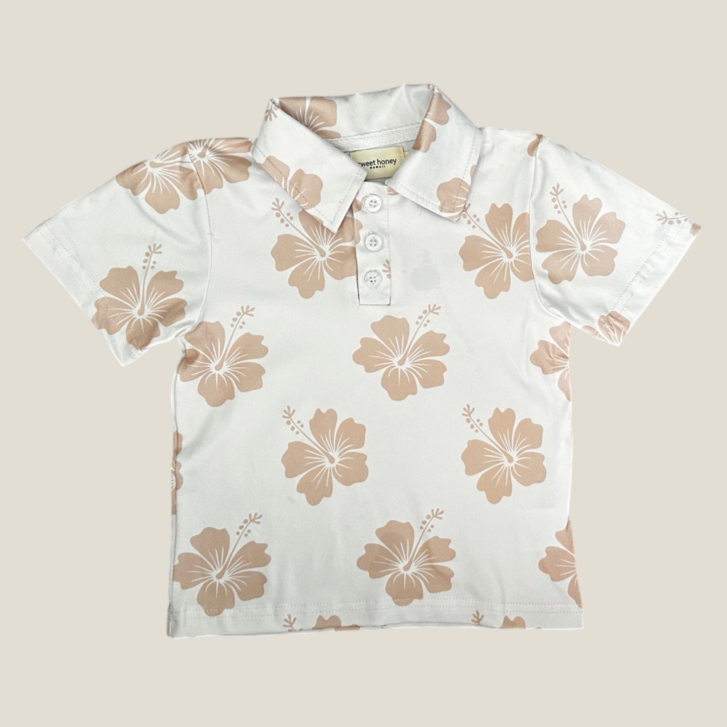 Cream Hibiscus collared shirt