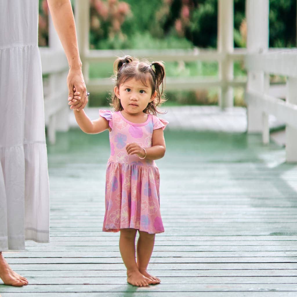 Seaflower Bamboo Flutter Sleeve Dress: 3T