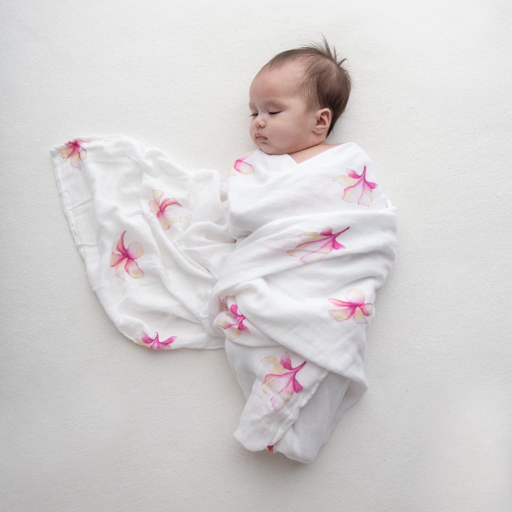 Plumeria Muslin Baby Swaddle Blanket
