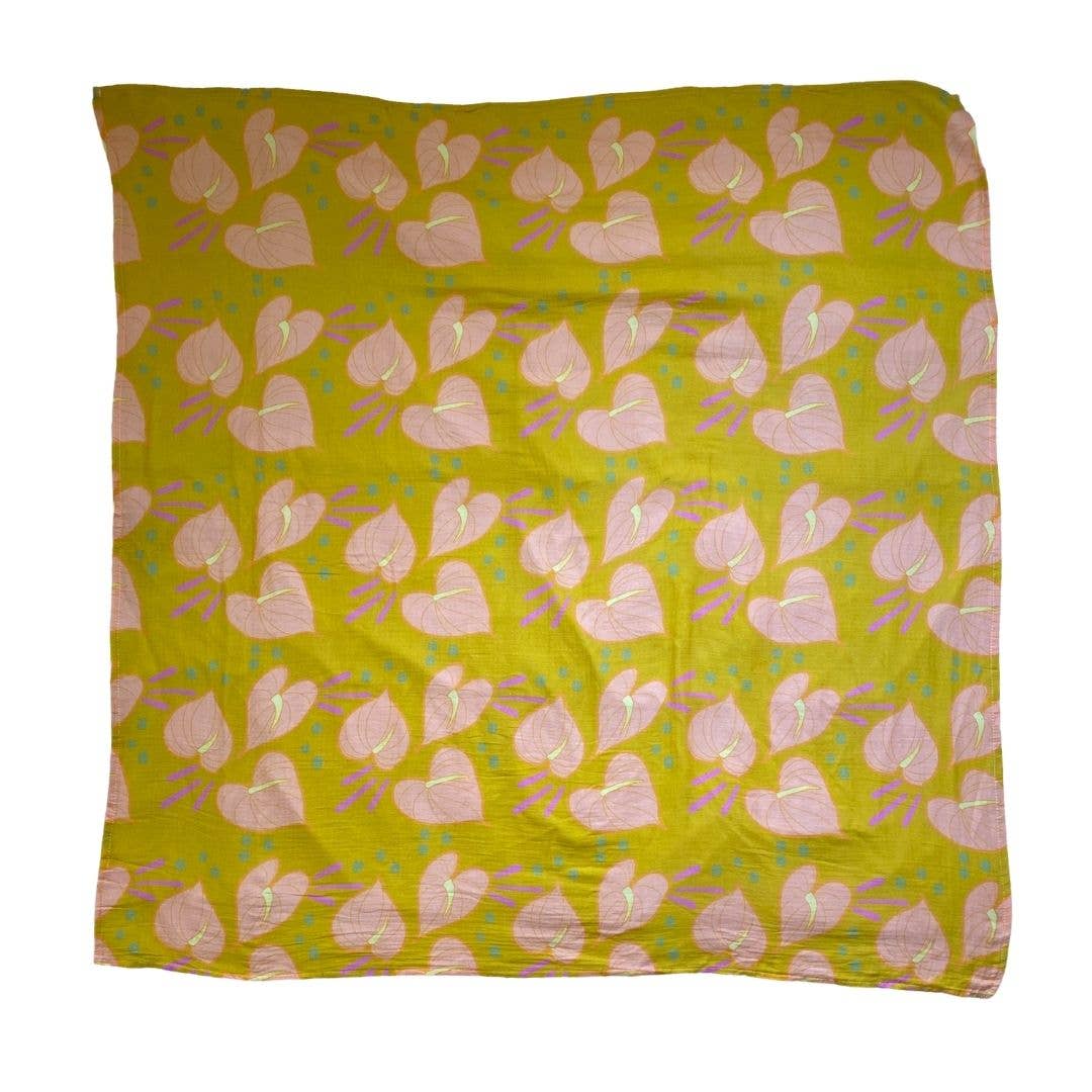 Muslin Swaddle Blanket - Anthurium Dreams