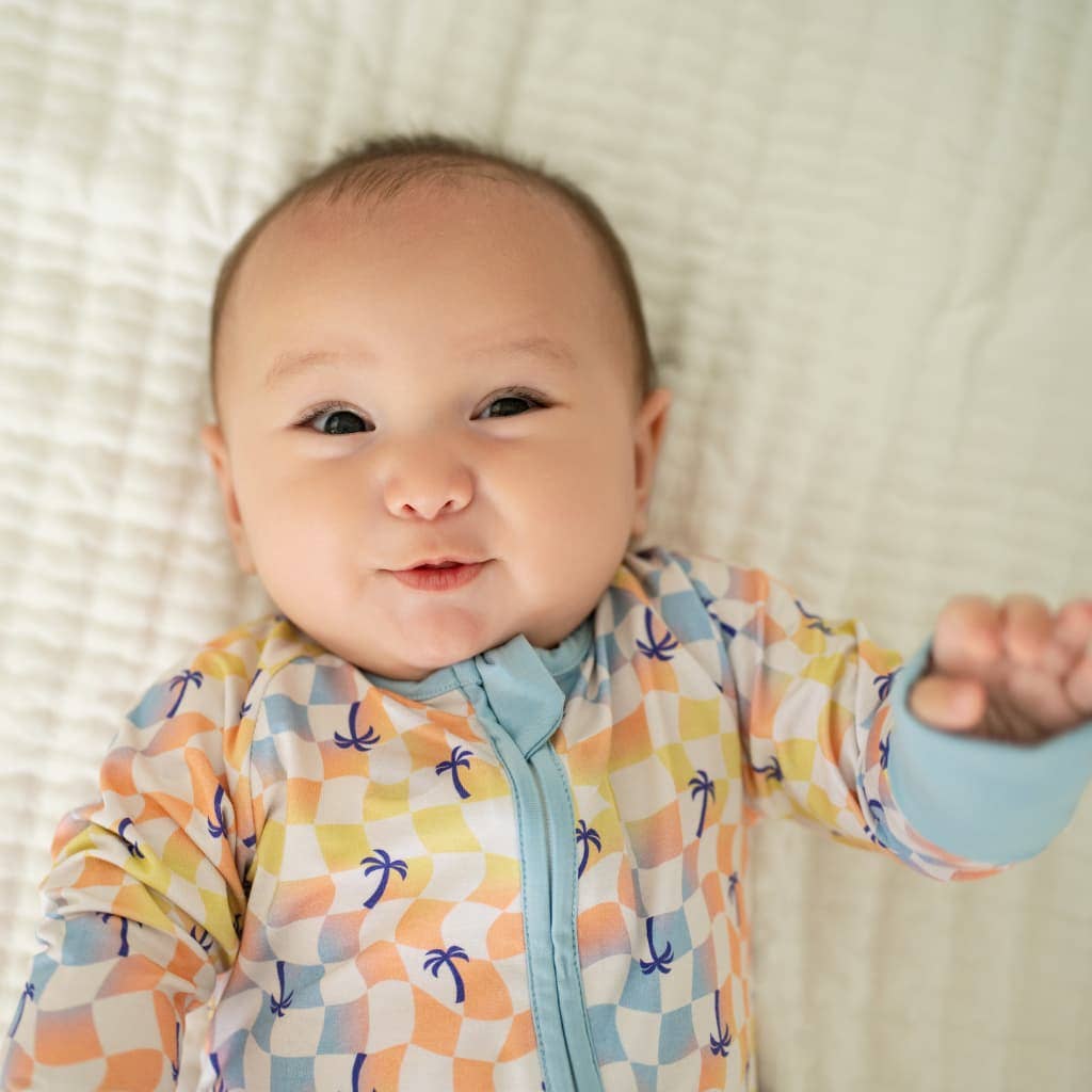 Sunset Checker Bamboo Coverall: 12-18M