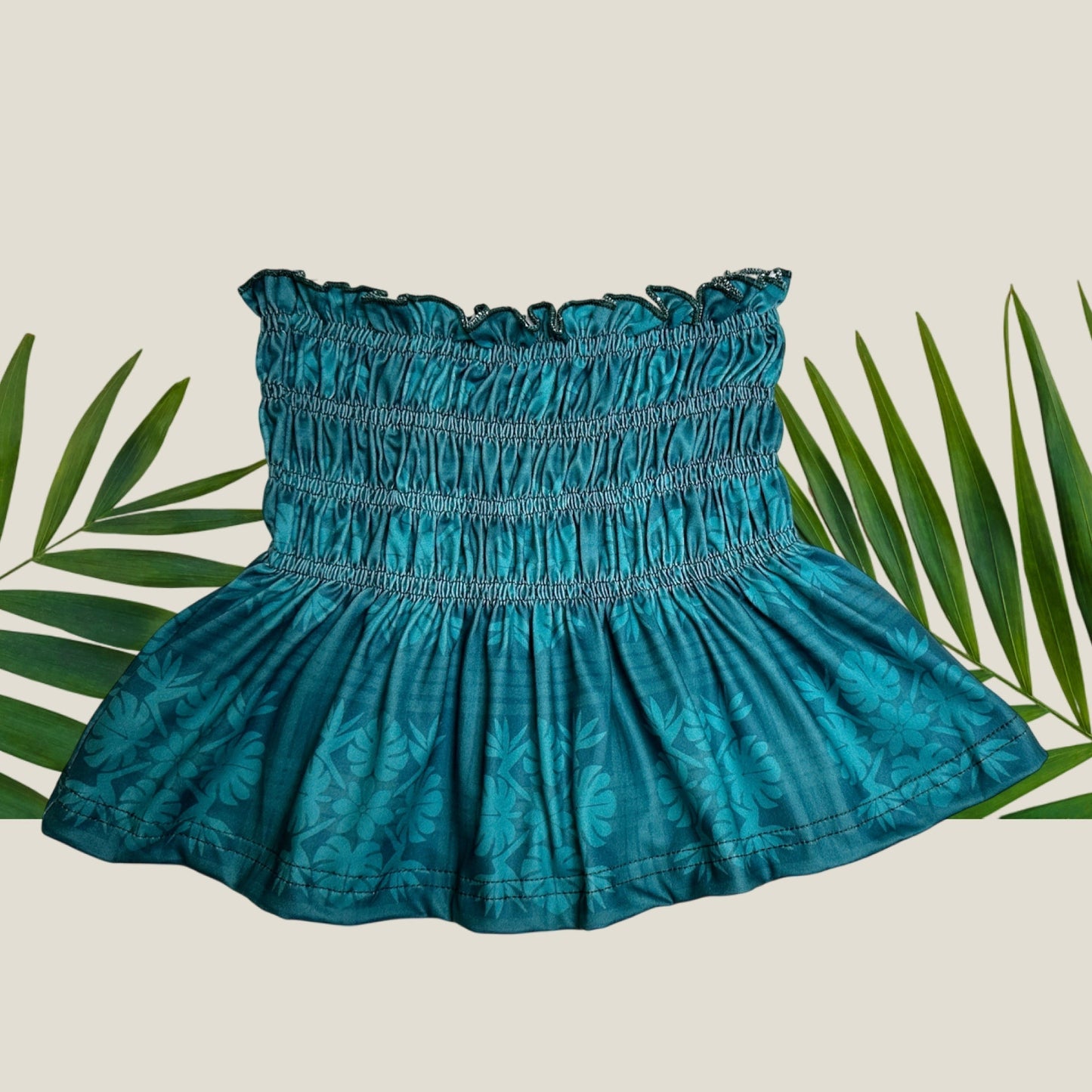 Teal Tropical Palaka Ka'a Tube Top