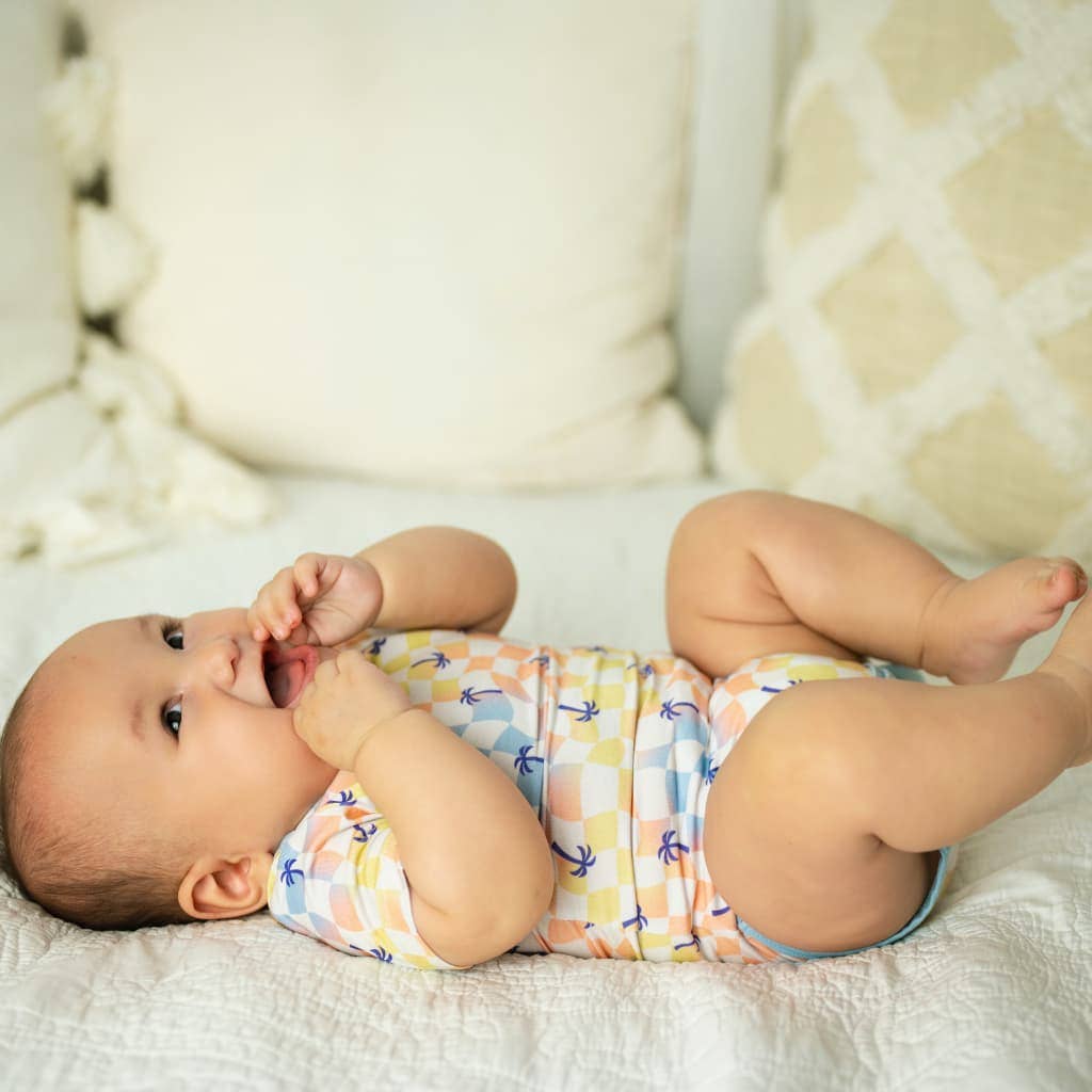 Sunset Checker Bamboo Onesie: 6-12M