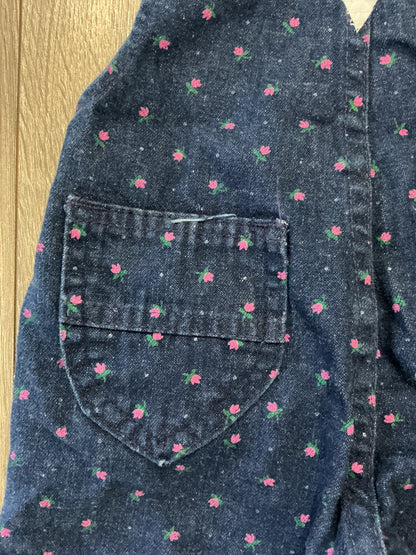 oshkosh b'gosh girls vintage Blue Floral Overalls 6-9 Mo Vestbak