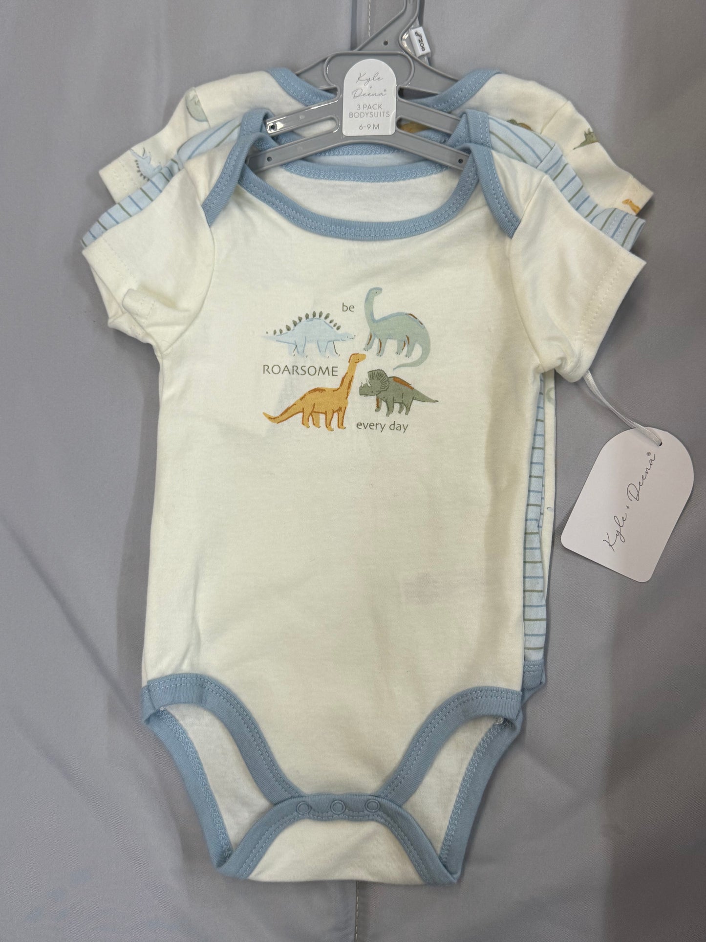 New 3pc Dinosaur Bodysuits, 6-9m