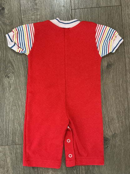 Healthtex Romper Size 6mo Red Textured Knit Airplane Vintage