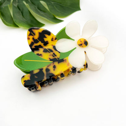White Daisy Hair Claw Clip