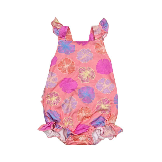 Seaflower Ruffle Bamboo Romper: 6-12M