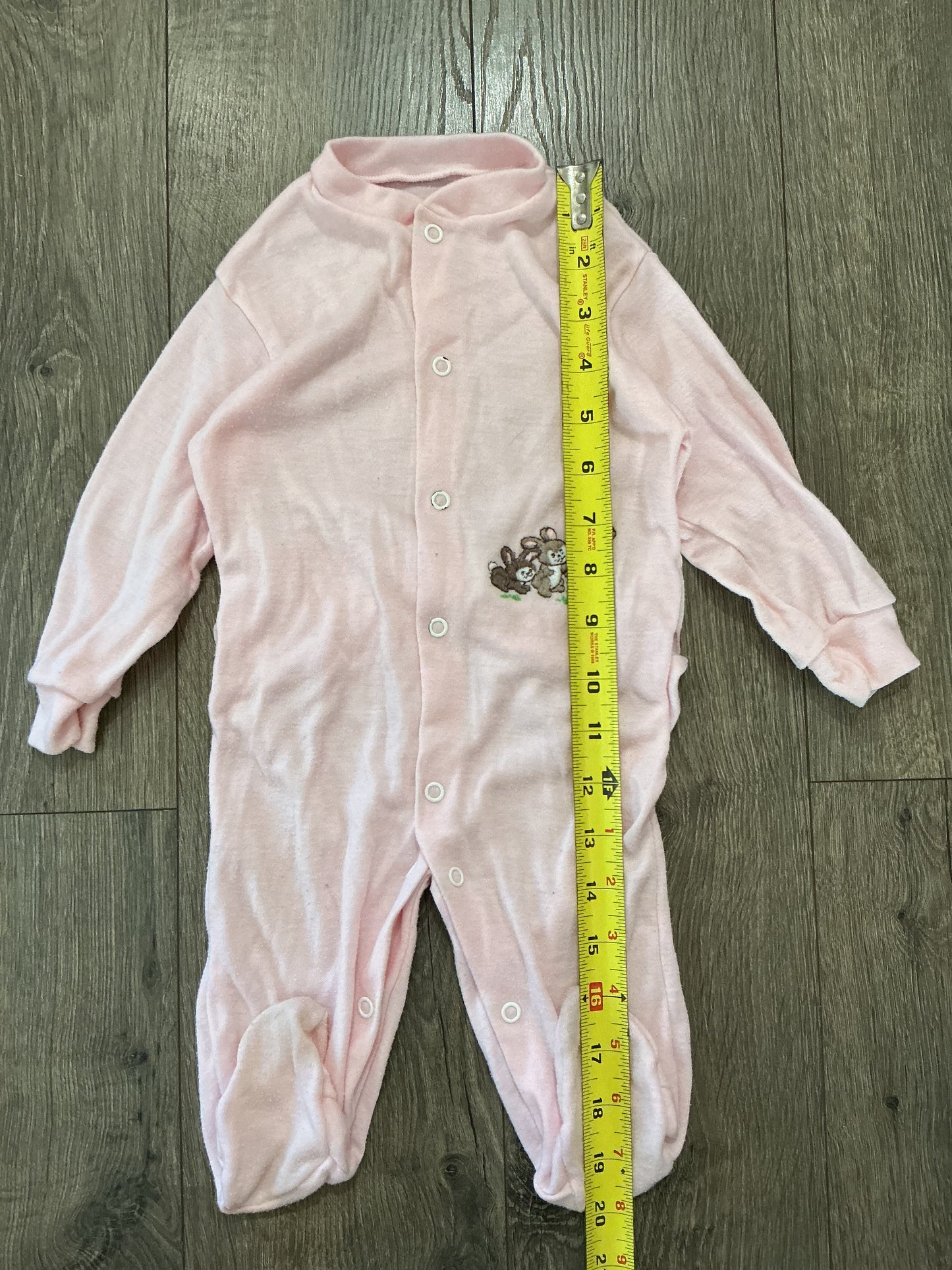 Little Me Pink bunny Footie Infant Girls Size XL Pre-owned one-piece