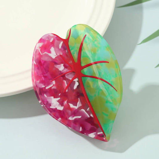 Tropical Leaf Claw Clips: Red/Green