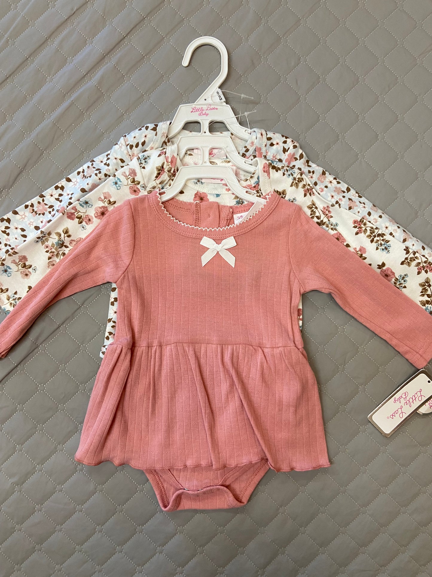 New Little Lass Baby Pink 3 Piece Set, 6-9m