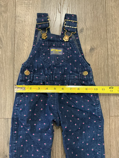 oshkosh b'gosh girls vintage Blue Floral Overalls 6-9 Mo Vestbak