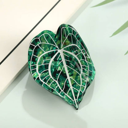 Tropical Leaf-Shape Botanical Acetate Hair Claw Clip: Pink