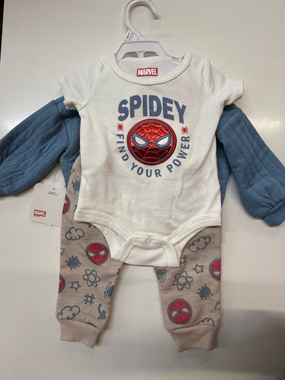 New Spider Man 3pc Outfit, 0-3m