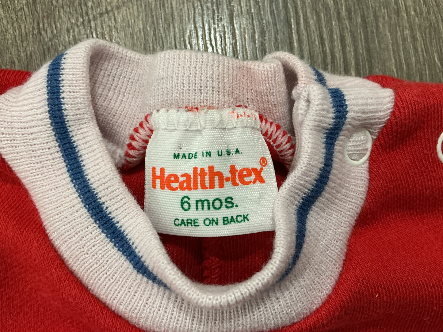 Healthtex Romper Size 6mo Red Textured Knit Airplane Vintage